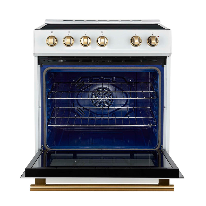 FORNO Leonardo Espresso 30-Inch Slide-In White Induction Range, FFSIN0982-30WHT FORNO