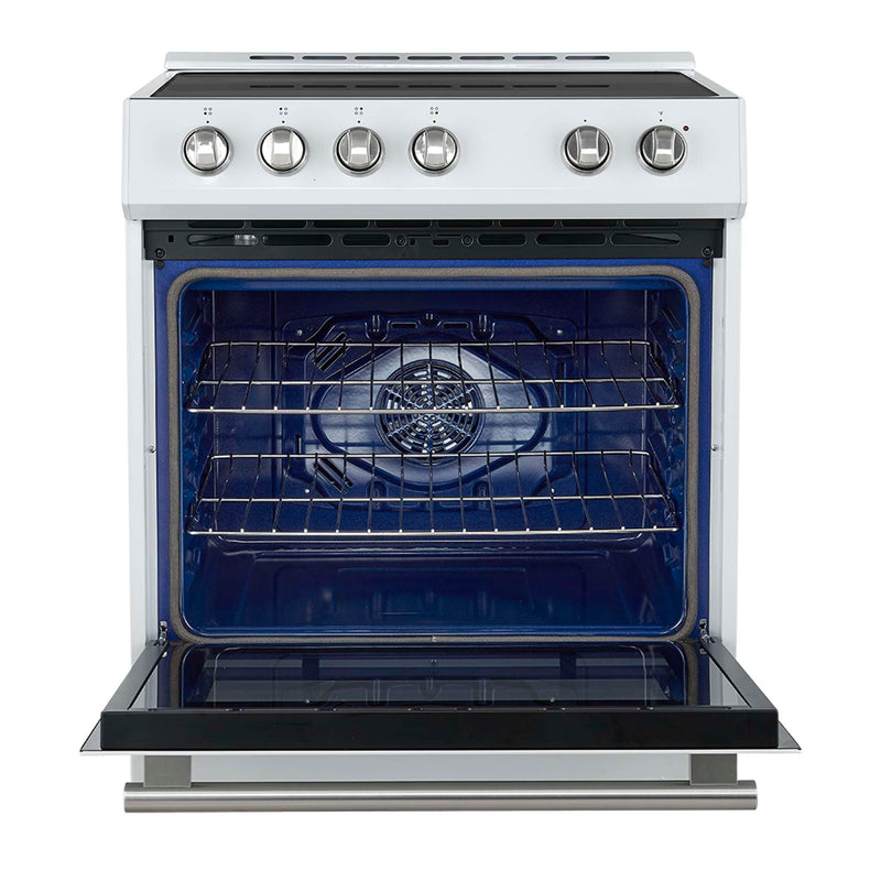 FORNO Leonardo Espresso 30-Inch Slide-In White Induction Range, FFSIN0982-30WHT FORNO