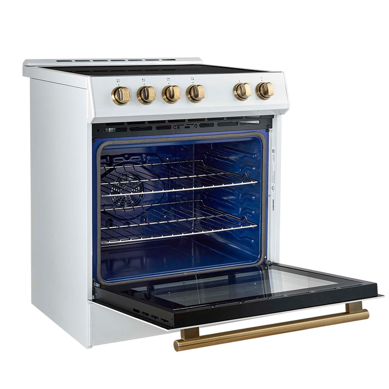 FORNO Leonardo Espresso 30-Inch Slide-In White Induction Range, FFSIN0982-30WHT FORNO
