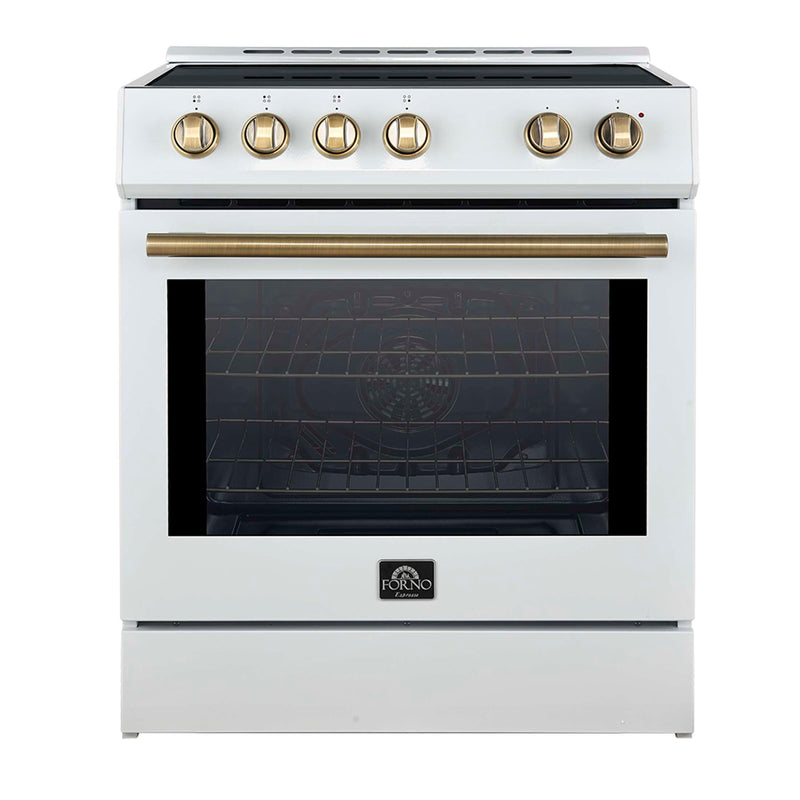 FORNO Leonardo Espresso 30-Inch Slide-In White Induction Range, FFSIN0982-30WHT FORNO