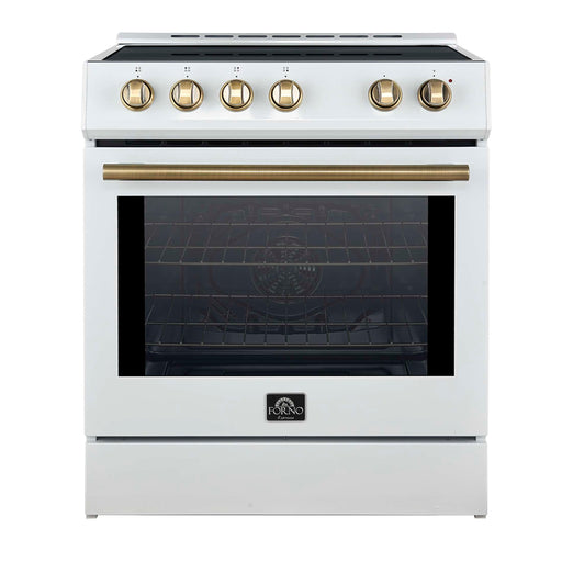 FORNO Leonardo Espresso 30-Inch Slide-In White Induction Range, FFSIN0982-30WHT FORNO