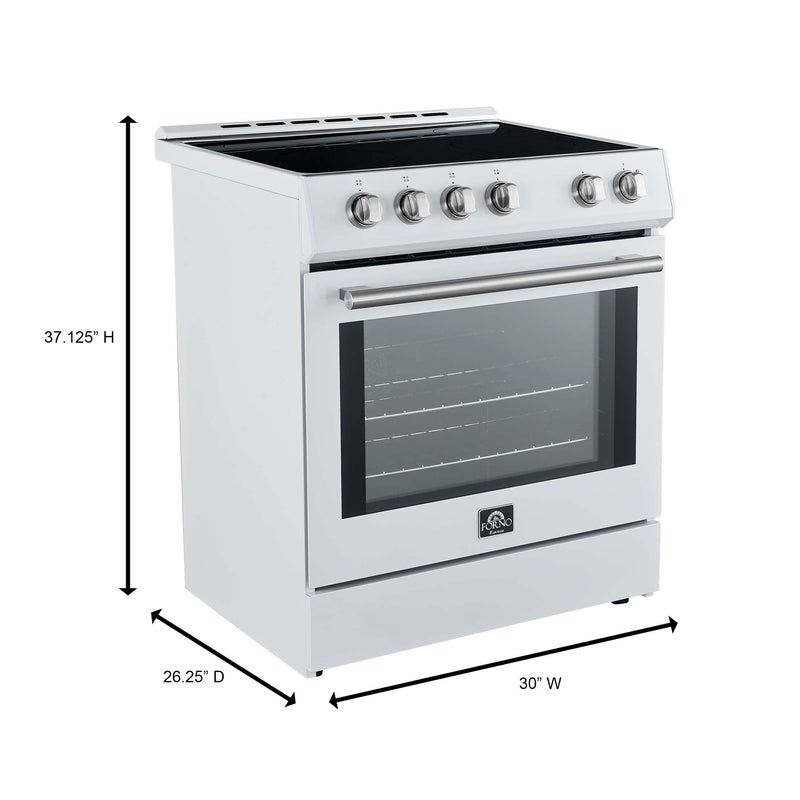 FORNO Leonardo Espresso 30-Inch Slide-In White Induction Range, FFSIN0982-30WHT FORNO