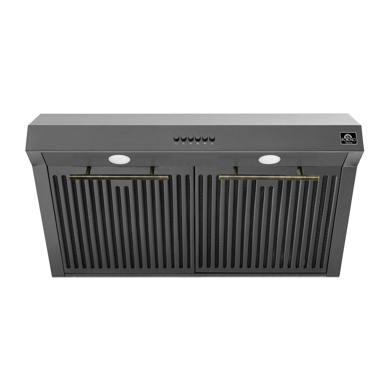 FORNO Bari Espresso 30" Under Cabinet Range Hood in Black, FRHUC5255-30BLK FORNO