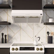 FORNO Premium 2-Piece Kitchen Bundle - Leonardo Espresso 30" White Range, 30" White Range Hood, FBDL-002-03US FORNO