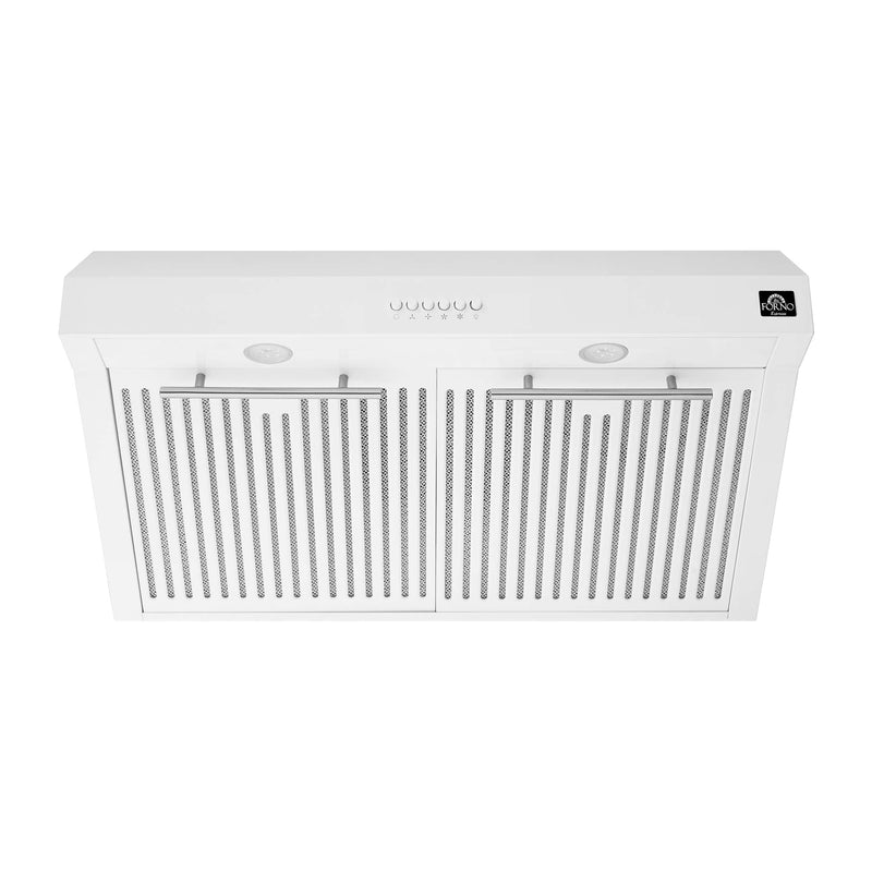 FORNO Premium 2-Piece Kitchen Bundle - Leonardo Espresso 30" White Range, 30" White Range Hood, FBDL-002-03US FORNO