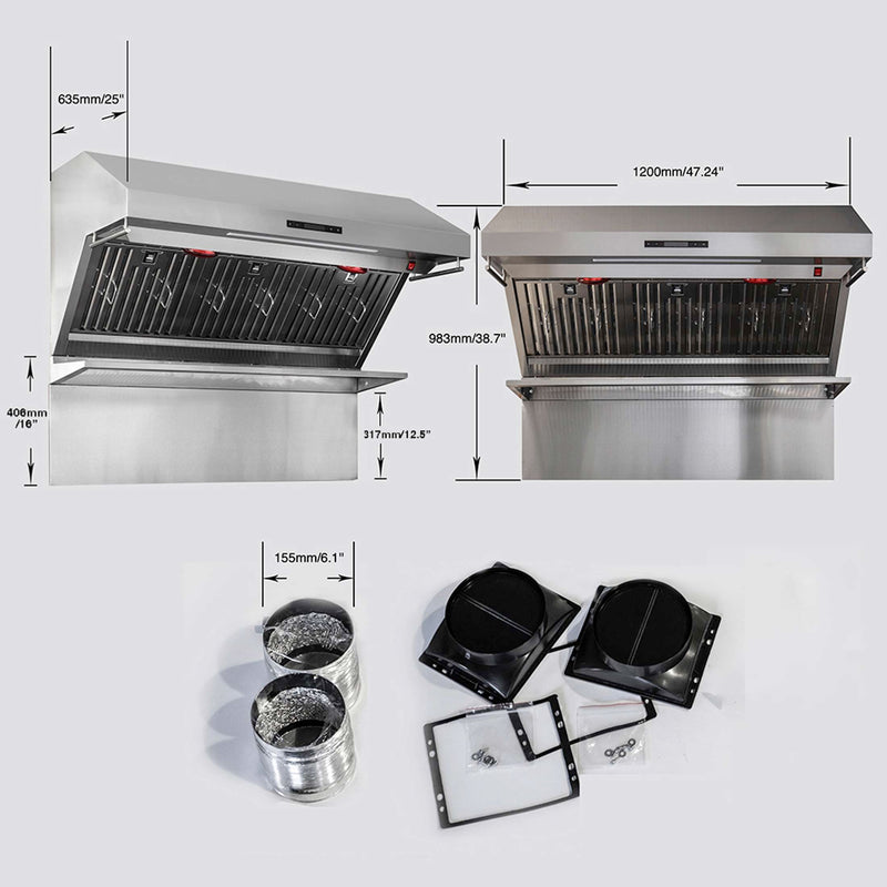 FORNO Savona - 48" Wall Mount Range Hood With Baffle Filter & Back Splash, FRHWM5029-48 FORNO