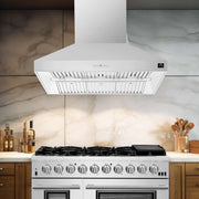 FORNO Premium 3-Piece Kitchen Bundle - 48" Gas Range, Wall Mount Range Hood and 60" Refrigerator with Modern Grill Trim, FBDL-018-04CAUS FORNO