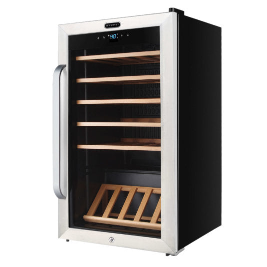 Whynter - 34 Bottle Freestanding Stainless Steel Refrigerator with Display Shelf and Digital Control | FWC-341TS