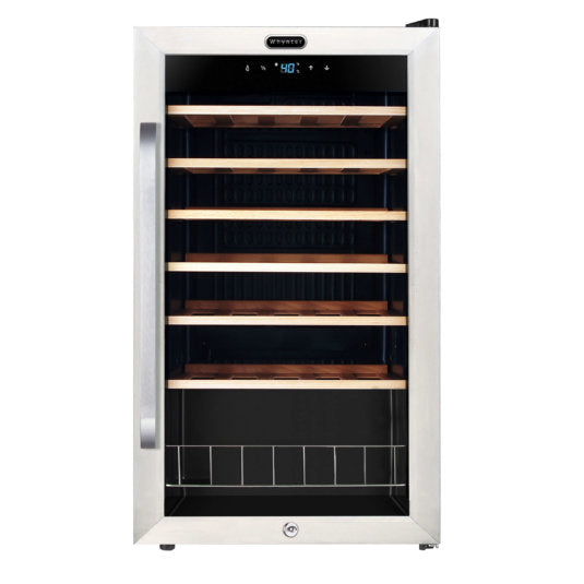 Whynter - 34 Bottle Freestanding Stainless Steel Refrigerator with Display Shelf and Digital Control | FWC-341TS