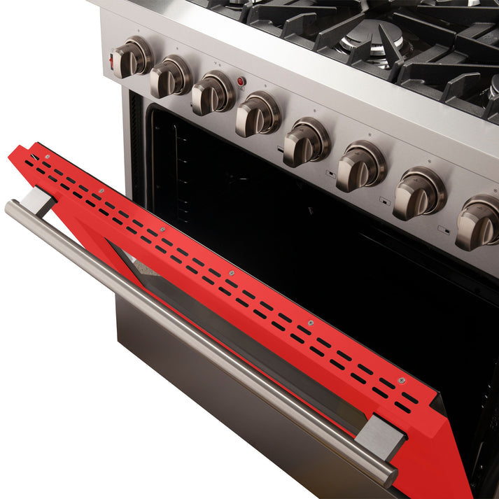 FORNO Galiano 36" 5.36 cu. ft. Gas Range with 6 Italian Burners in Red, FFSGS6244-36RED