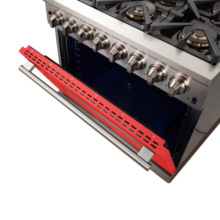 FORNO Capriasca 36" 5.36 cu. ft. Gas Range with 6 Italian Burners in Red, FFSGS6260-36RED