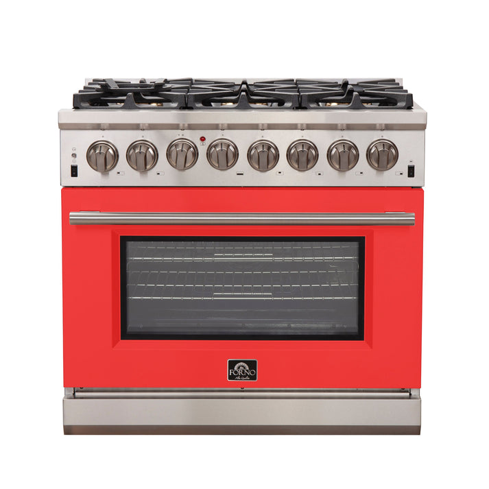 FORNO Capriasca 36" 5.36 cu. ft. Gas Range with 6 Italian Burners in Red, FFSGS6260-36RED