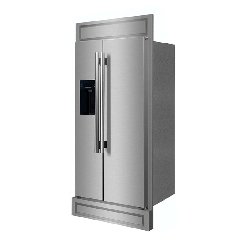 FORNO Salerno 36" Built-in Stainless-Steel Refrigerator 20 cu. ft with Modern Decorative Grill - 40" Wide, FFRBI1844-40MG FORNO