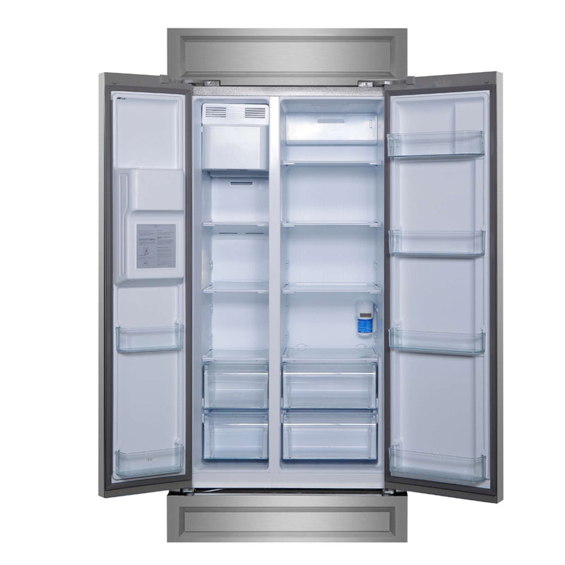 FORNO Salerno 36" Built-in Stainless-Steel Refrigerator 20 cu. ft with Modern Decorative Grill - 40" Wide, FFRBI1844-40MG FORNO