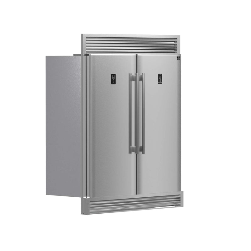 FORNO Premium 3-Piece Bundle -48" Dual Fuel Range, Wall Mount Range Hood, 60" Refrigerator, FBDL-017-02US FORNO