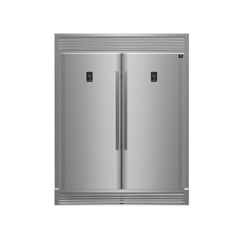 FORNO Premium 3-Piece Kitchen Bundle - 48 Inch Pro Gas Range, Wall Mount Range Hood, Refrigerator, FBDL-019-05US FORNO
