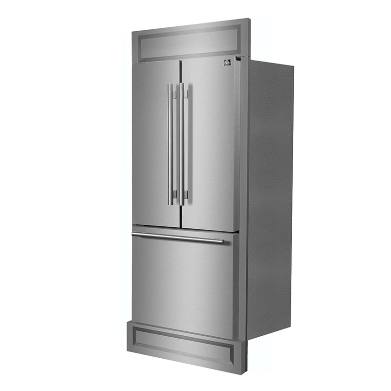 FORNO Gallipoli 30" French Door Refrigerator, 17.5 cu.ft. Capacity & Modern Decorative Grill - 34" Wide, FFFFD1974-35MG FORNO