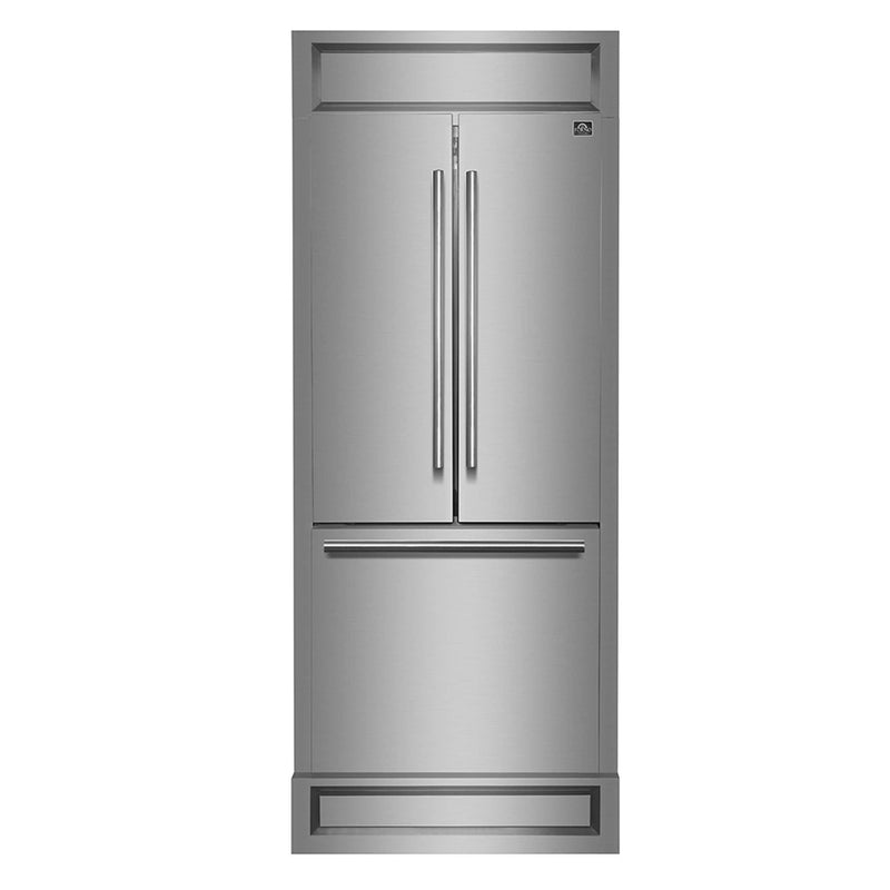 FORNO Gallipoli 30" French Door Refrigerator, 17.5 cu.ft. Capacity & Modern Decorative Grill - 34" Wide, FFFFD1974-35MG FORNO
