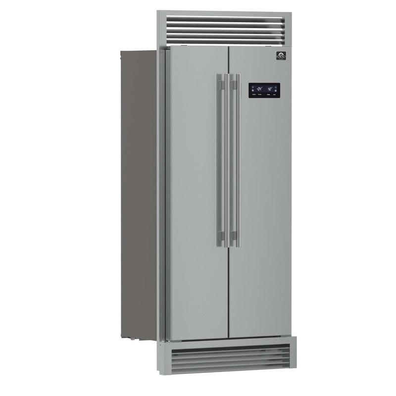 FORNO Salerno 33" Built-in Stainless Steel Refrigerator 15.6 cu. ft - With Decorative Grill - 37"es Wide, FFRBI1805-37SG FORNO