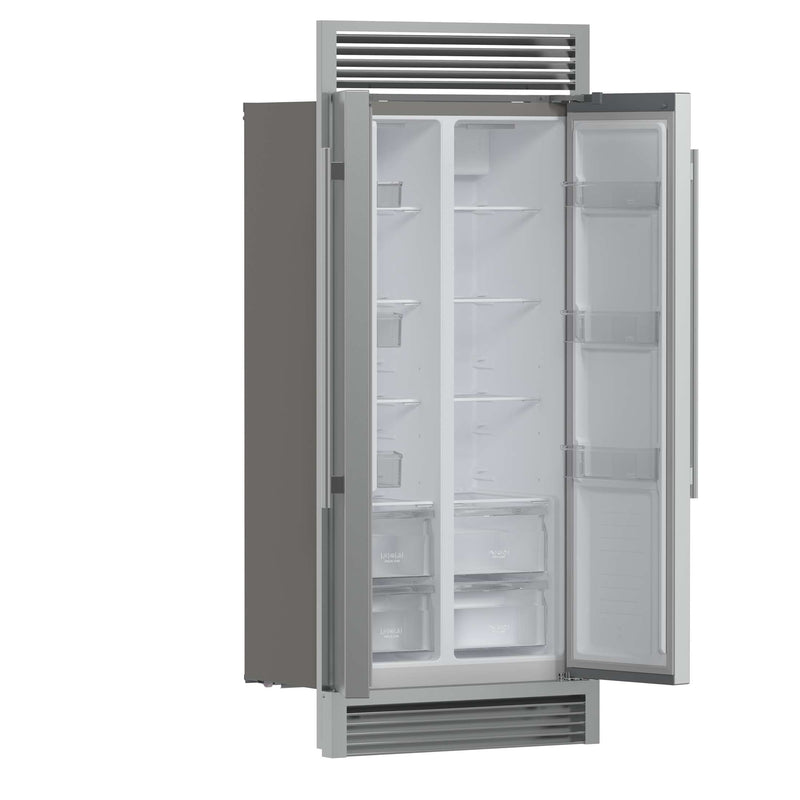 FORNO Salerno 33" Built-in Stainless Steel Refrigerator 15.6 cu. ft - With Decorative Grill - 37"es Wide, FFRBI1805-37SG FORNO