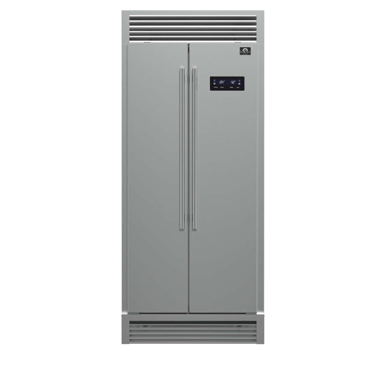 FORNO Salerno 33" Built-in Stainless Steel Refrigerator 15.6 cu. ft - With Decorative Grill - 37"es Wide, FFRBI1805-37SG FORNO