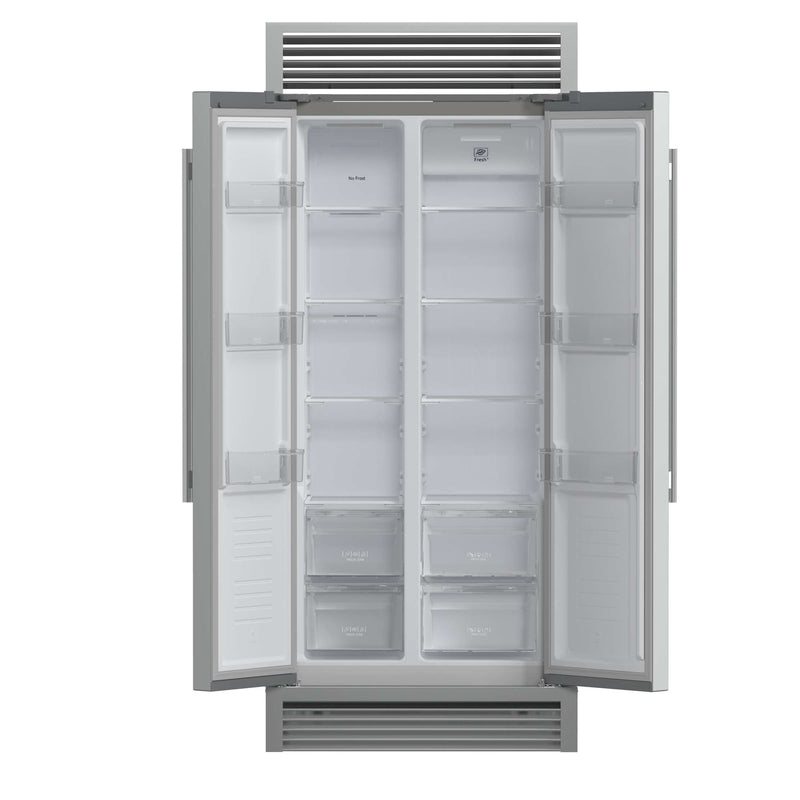 FORNO Salerno 33" Built-in Stainless Steel Refrigerator 15.6 cu. ft - With Decorative Grill - 37"es Wide, FFRBI1805-37SG FORNO