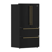 FORNO Moena Espresso 36" French Door Refrigerator in Black, 19.2 cu. ft, FFRBI1820-36BLK FORNO