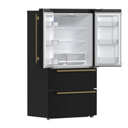 FORNO Moena Espresso 36" French Door Refrigerator in Black, 19.2 cu. ft, FFRBI1820-36BLK FORNO