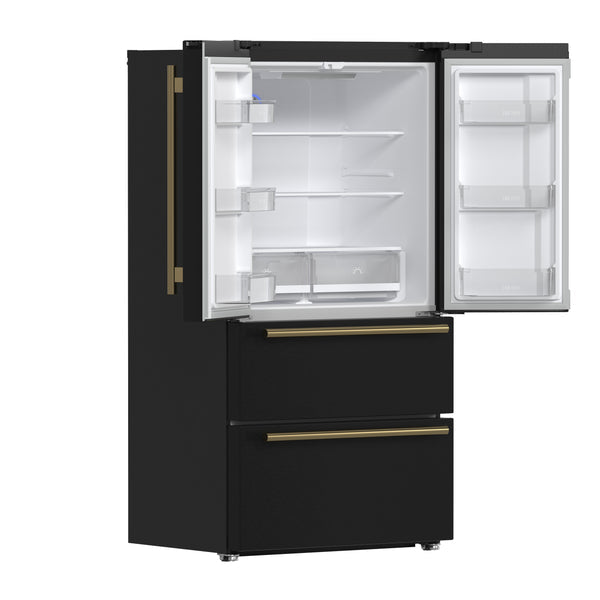 FORNO Moena Espresso 36" French Door Refrigerator in Black, 19.2 cu. ft, FFRBI1820-36BLK FORNO