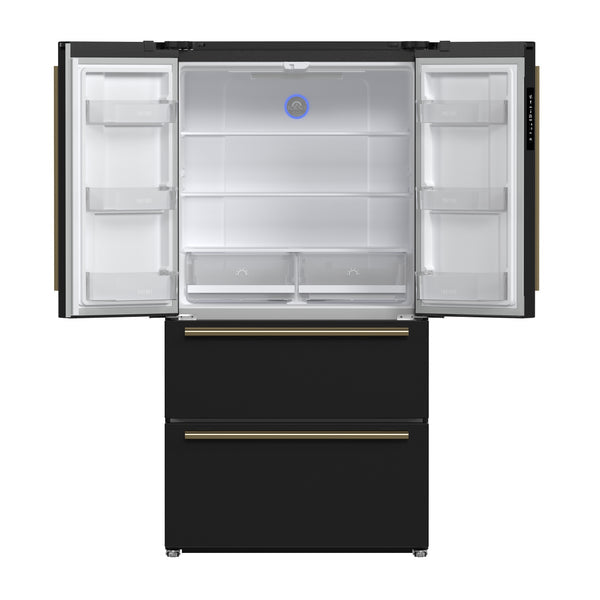 FORNO Moena Espresso 36" French Door Refrigerator in Black, 19.2 cu. ft, FFRBI1820-36BLK FORNO