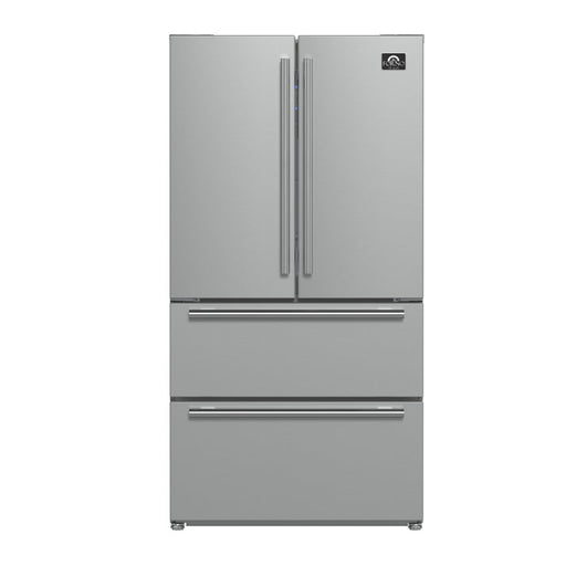 FORNO Moena 36" 19.2 cu. ft. Counter Depth Refrigerator with Ice Maker in Stainless Steel- FFRBI1820-36SB FORNO