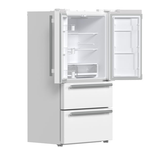 FORNO Moena Espresso 36" French Door Refrigerator in White, 19.2 cu. ft, FFRBI1820-36WHT FORNO