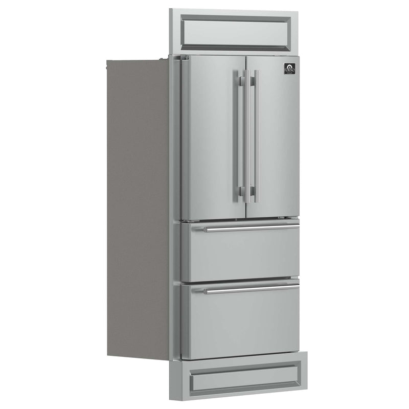 FORNO Moena 40" French Door 19.2 cu. ft Stainless Steel Refrigerator, with Modern Decorative Grill - 40" Wide, FFRBI1820-40MG FORNO