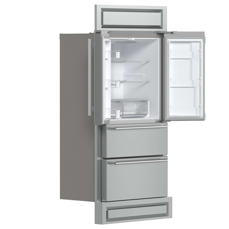 FORNO Moena 40" French Door 19.2 cu. ft Stainless Steel Refrigerator, with Modern Decorative Grill - 40" Wide, FFRBI1820-40MG FORNO
