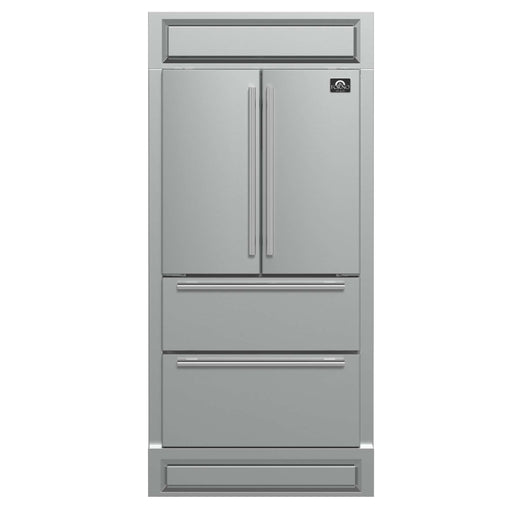 FORNO Moena 40" French Door 19.2 cu. ft Stainless Steel Refrigerator, with Modern Decorative Grill - 40" Wide, FFRBI1820-40MG FORNO