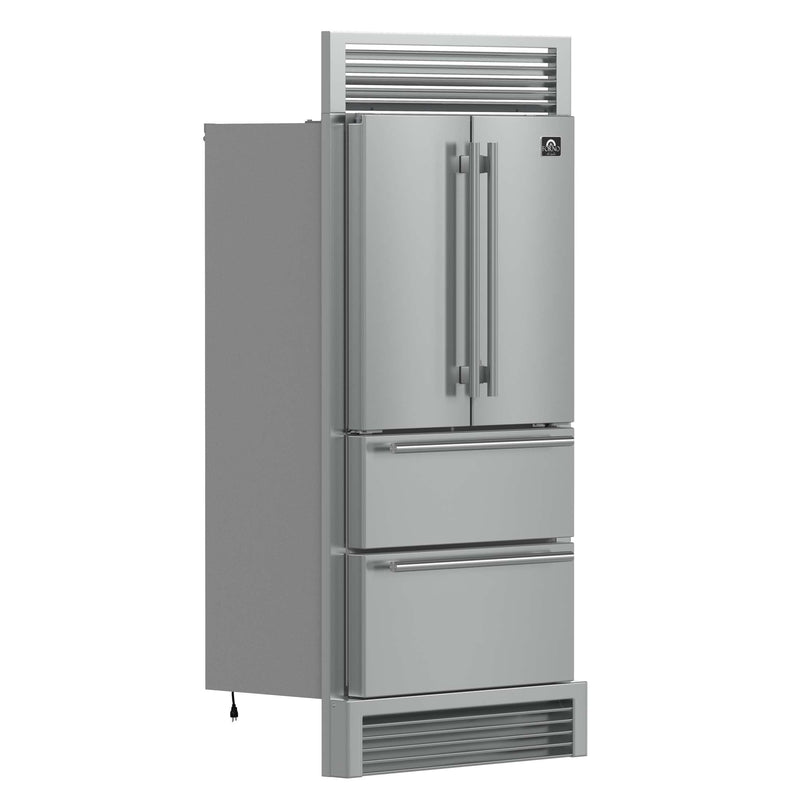 FORNO Moena 36" French Door 19.2 cu. ft Stainless Steel Refrigerator, with Decorative Grill , FFRBI1820-40SG FORNO
