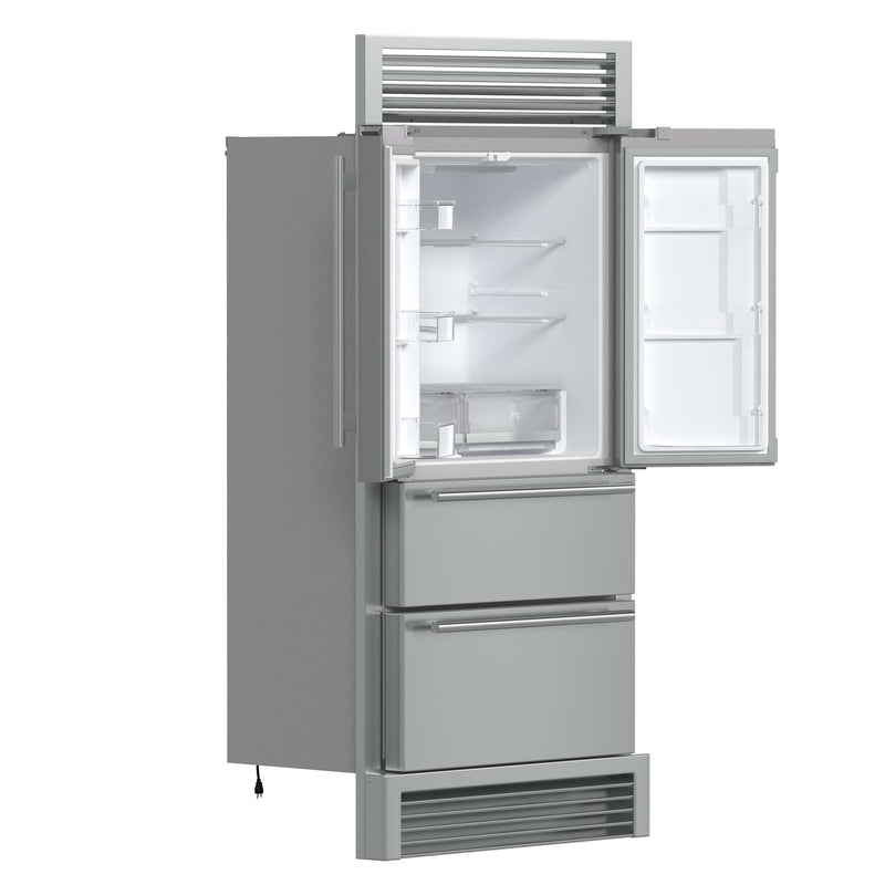 FORNO Moena 36" French Door 19.2 cu. ft Stainless Steel Refrigerator, with Decorative Grill , FFRBI1820-40SG FORNO