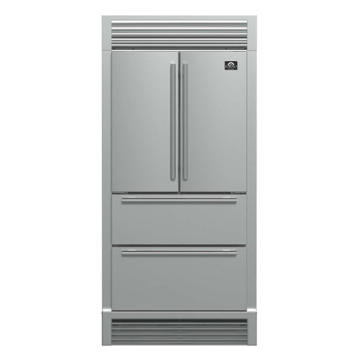 FORNO Moena 36" French Door 19.2 cu. ft Stainless Steel Refrigerator, with Decorative Grill , FFRBI1820-40SG FORNO
