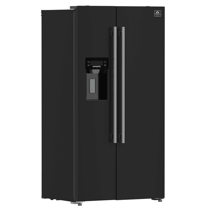 FORNO Salerno Espresso 36" Side-by-Side Black Refrigerator 20 cu. ft, FFRBI1844-36BLK FORNO