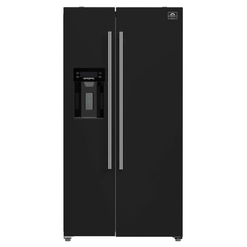 FORNO Salerno Espresso 36" Side-by-Side Black Refrigerator 20 cu. ft, FFRBI1844-36BLK FORNO