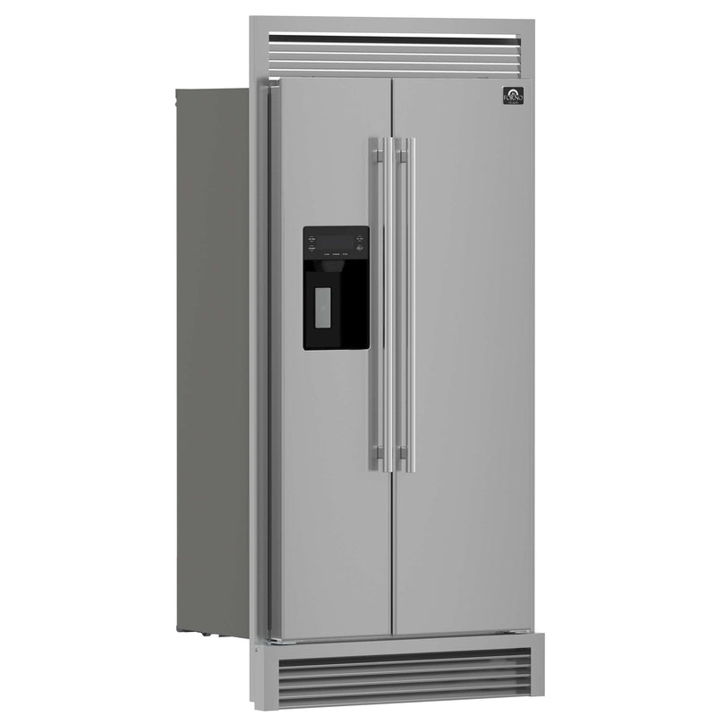 FORNO Salerno 36" Built-in Stainless-Steel Refrigerator 20 cu. ft with Decorative Grill - 40 " Wide, FFRBI1844-40SG FORNO