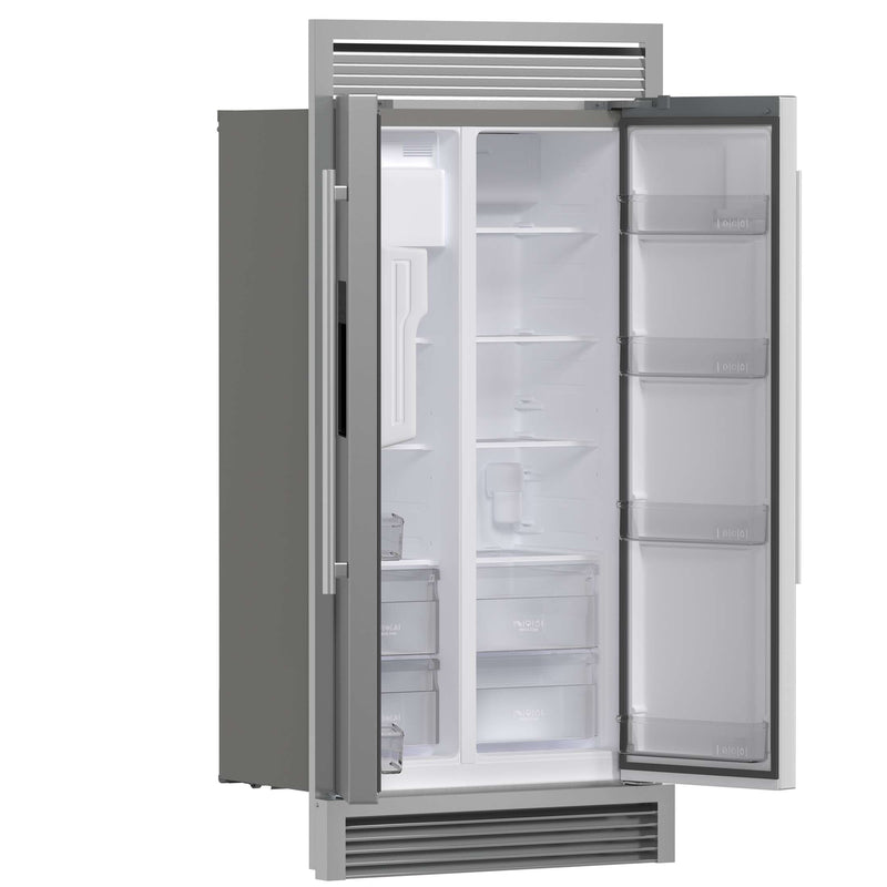 FORNO Salerno 36" Built-in Stainless-Steel Refrigerator 20 cu. ft with Decorative Grill - 40 " Wide, FFRBI1844-40SG FORNO