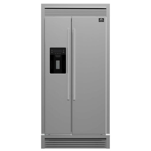 FORNO Salerno 36" Built-in Stainless-Steel Refrigerator 20 cu. ft with Decorative Grill - 40 " Wide, FFRBI1844-40SG FORNO