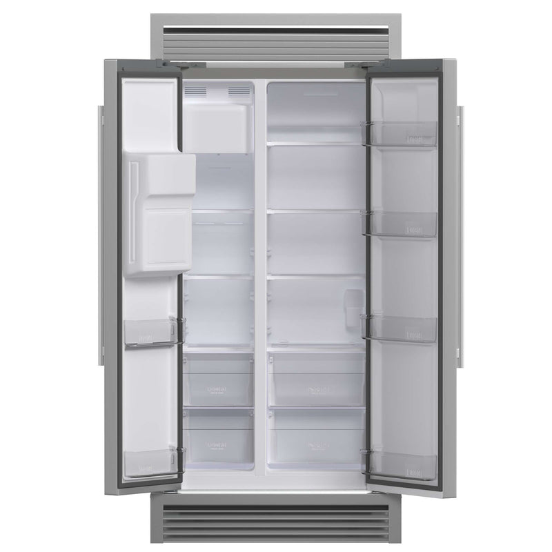 FORNO Salerno 36" Built-in Stainless-Steel Refrigerator 20 cu. ft with Decorative Grill - 40 " Wide, FFRBI1844-40SG FORNO