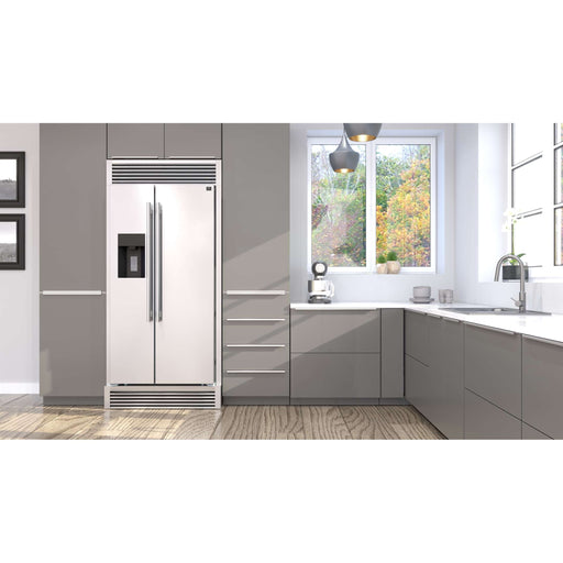 FORNO Salerno 36" Built-in Stainless-Steel Refrigerator 20 cu. ft with Modern Decorative Grill - 40" Wide, FFRBI1844-40MG FORNO