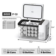 GO20 Dual Zone 12V Portable Freezer - White | ICECO | 20 LT Inca Overland Outfitters