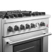 FORNO Giovanni 30-inch Gas Range Stainless Steel, 5 Burners 67,000 BTU, 4.32 cu.ft. Convection Oven, FFSGS6274-30 FORNO