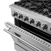 FORNO Marco 36" 5.36 cu.ft. Gas Range with 6 Burners and Built-In Temperature Gauge, FFSGS6277-36 FORNO