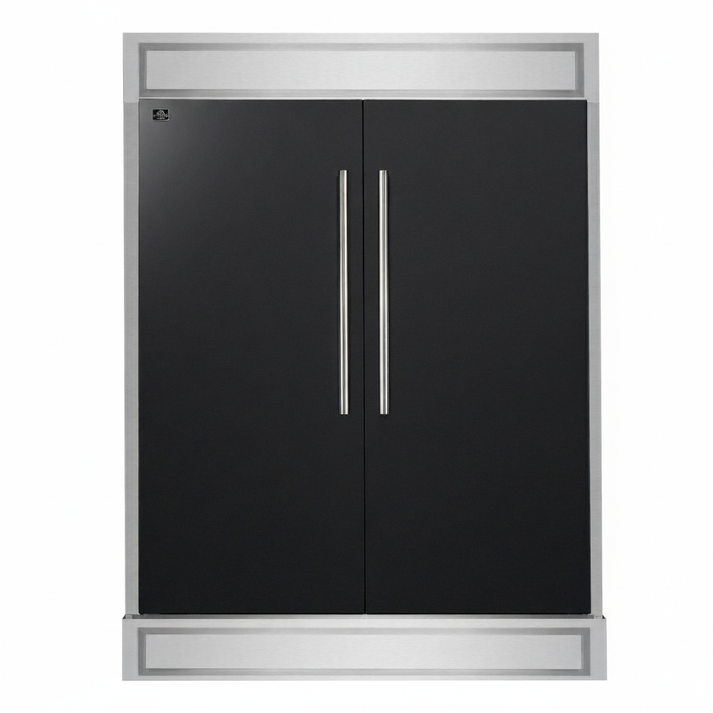FORNO Maderno 60" 27.2 cu. ft. Convertible Refrigerator and Freezer with Modern Trim Kit in Black with Stainless Steel Handles- FFFFD1722-60MG-BLK FORNO