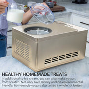 Whynter ICM-220CGY 2 qt. Automatic Ice Cream Maker Compressor Upright w/ Stainless Steel Bowl & Built-in Timer - Champagne Gold Whynter